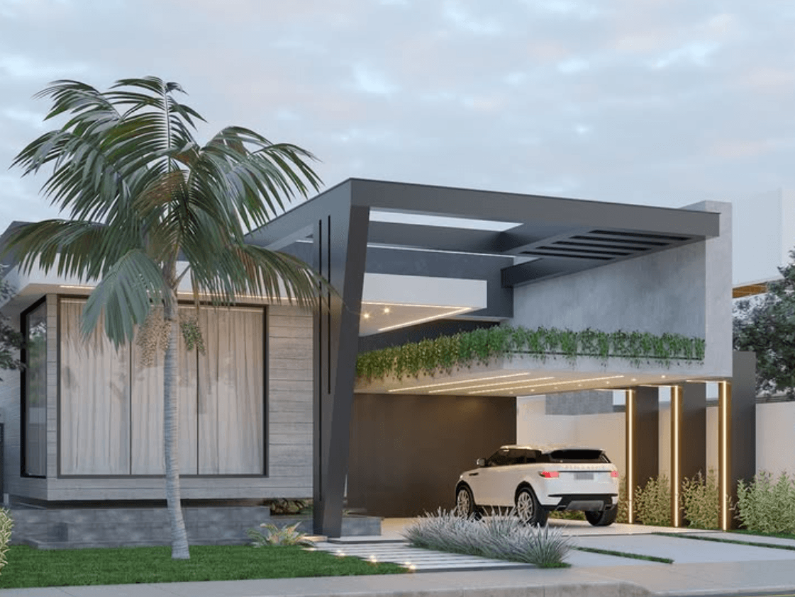 Ambiente moderno e contemporâneo com interiores elegantes, linhas limpas e composição sofisticada